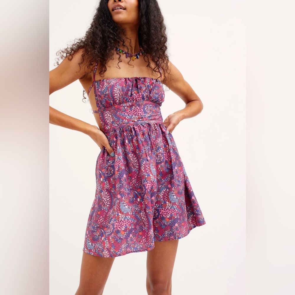 For Love & Lemons Purple Paisley Mini Dress